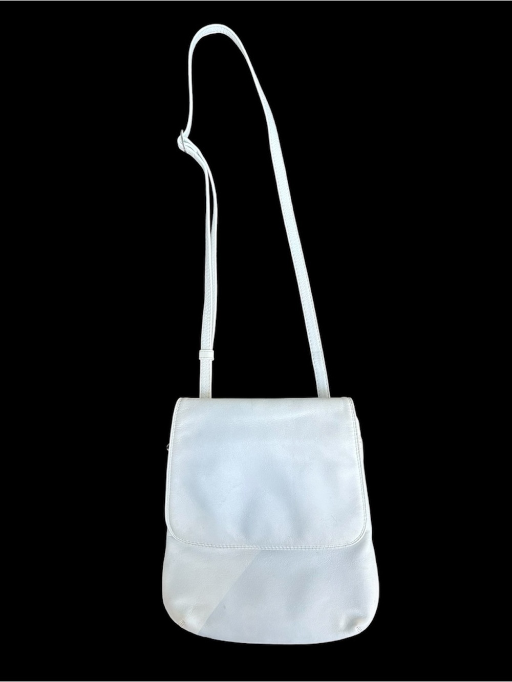 White Leather Crossbody Bag with Adjustable Strap